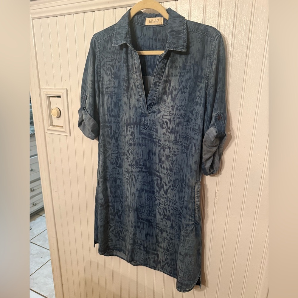 Bella Dahl Chambray Mini Dress pockets Small